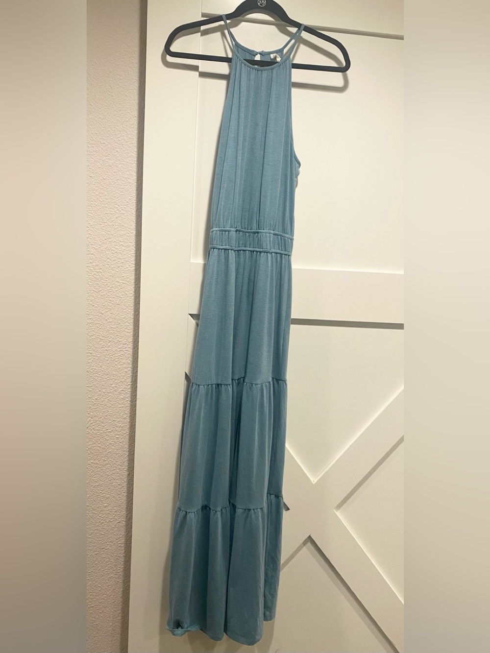 Kingston Grey Sleeveless Tiered Maxi Dress in color Blue green size medium
